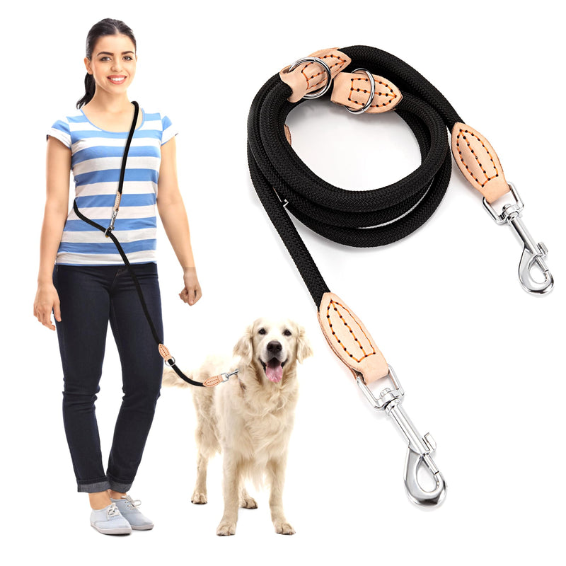 Dog leash 2M adjustable nylon shoulder leash double leash with 2 rotating carabiners 3-way adjustable for small/medium/large dogs - PawsPlanet Australia