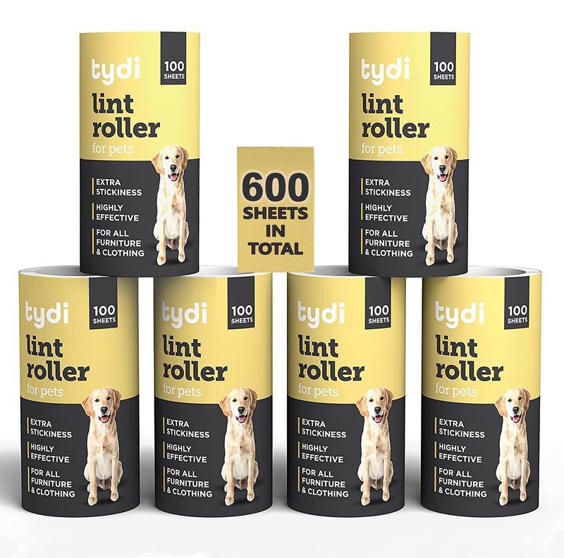 Tydi lint roller animal hair - 100 sheets per roll (600 sheets in total) - lint roller clothing - lint roller - hair roller - lint roller clothing - animal hair effortlessly collected, white only 600 refill sheets - PawsPlanet Australia