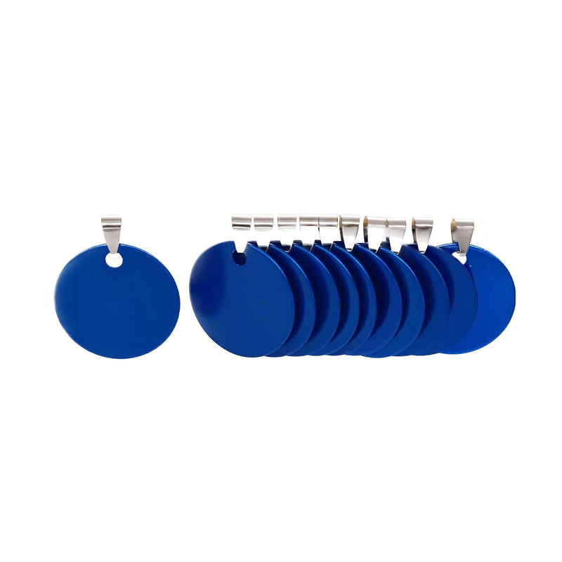 Round Aluminum Blank Dog Tags, DIY Engraved Cat Dog ID Tags, Personalized Pet Identity Name Tags, Blank Dog Tags DIY Carving, Diameter 3cm Blue 12pcs 12pcs - PawsPlanet Australia