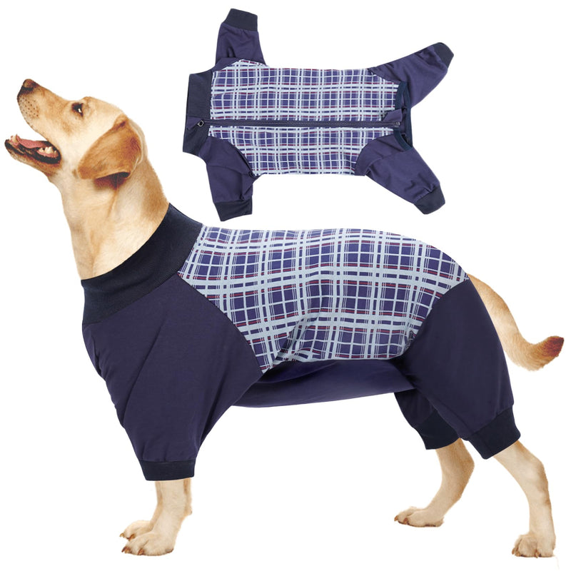 HEYWEAN Dog Bodysuit After Surgery Dog One-Piece with Zip Long-Sleeved Dog Bodysuit After Surgery Castration Female Male Dog Surgery Bodysuit Dog Recovery Suit for Dogs After Surgery Dog Pajamas L Blue Checked - PawsPlanet Australia