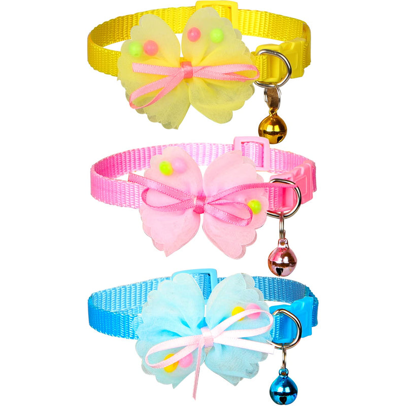 Cat Collar Pack of 3 Cat Collars with Safety Clasp Cat Collars Cat Collar Adjustable 19-32 cm Cat Collar Cute Kitten Collars for Pets Cats and Puppies - PawsPlanet Australia