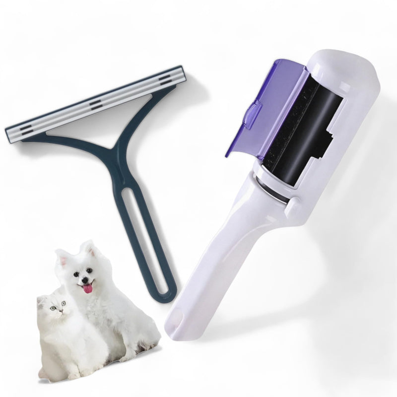 GOUTAHA 2in1 | Pet hair remover | Lint roller, lint roller for animal hair with lint razor, reusable, self-cleaning cat hair remover, dog hair removal from sofa, clothes, car, carpet - PawsPlanet Australia
