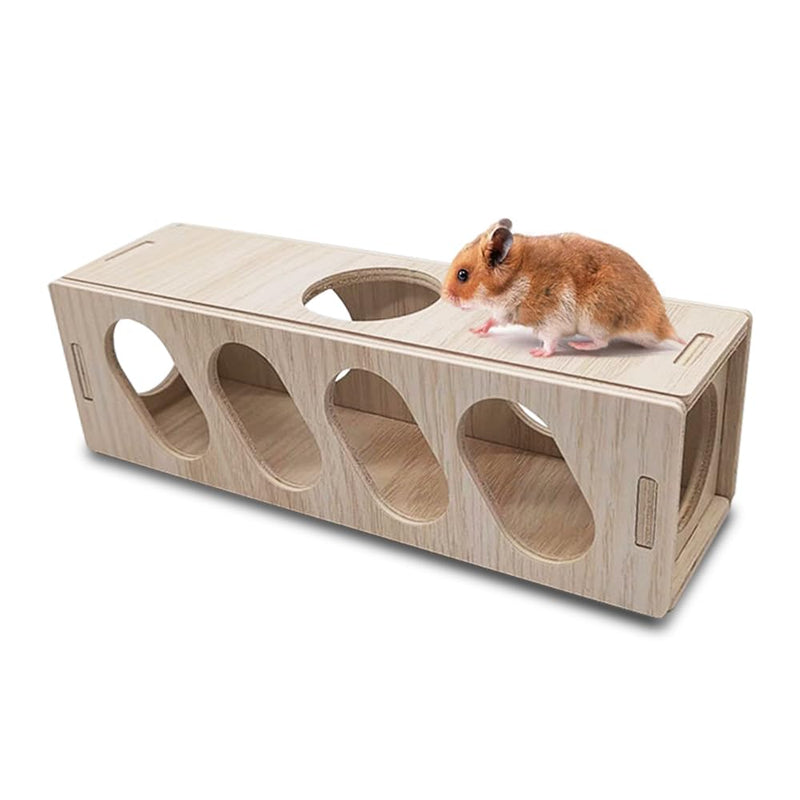 Hamster Tunnel Living Tube Tunnel Hamster Toy Hamster Hideout Made of Wood, 25 x 9 x 9 cm Large for Golden Hamsters - PawsPlanet Australia