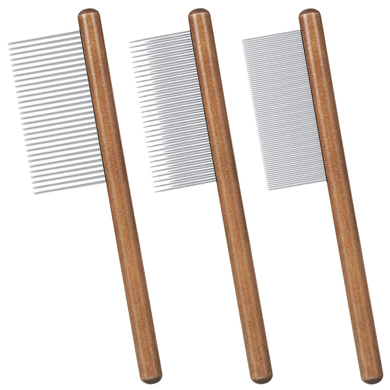 3 Piece Cat Comb, Wooden Dog Comb, Pet Comb, Pet Flea Comb, Cat Comb for Long Haired Cats, Short Haired Cats, Cats, Dogs, Flea Lice, Tear Stain Remover - PawsPlanet Australia