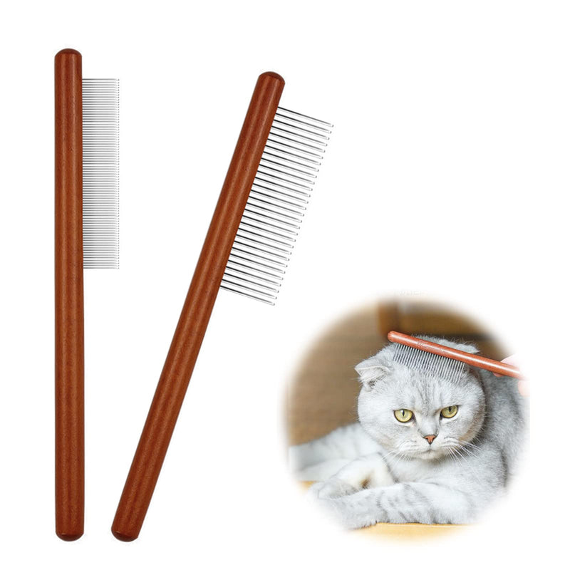 New Design-wooden Pet Comb Pet Grooming Comb Rounded Teeth Dog Comb for Large, Medium and Small Dogs and Cats with Tangled Short/Long Hair (brown) brown - PawsPlanet Australia