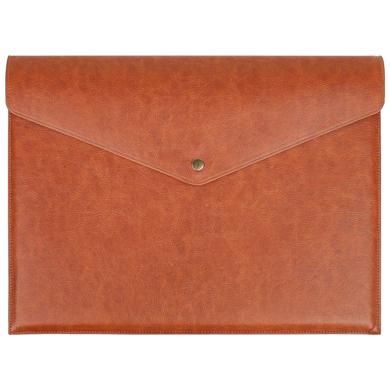 Qixin Brown A4 PU leather file folder with intermediate layer for documents, file organizer with snap closure, laptop case notebook case, PU leather portfolio binder covers, registration folder 1PC Brown-2in1 1 PC - PawsPlanet Australia