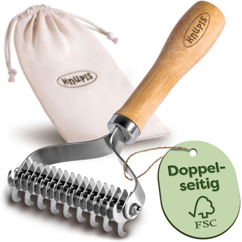 Dog brush - Effective removal of undercoat - Sustainable FSC wood - Soft care - Double-sided fur brush - Dog & cat brush - PawsPlanet Australia