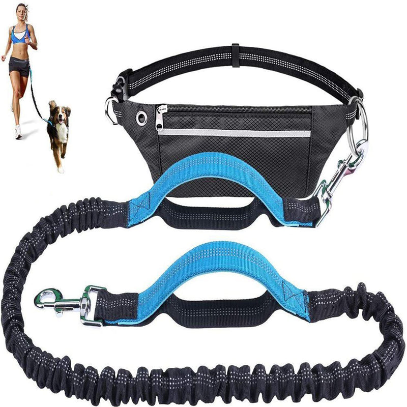 Jogging leash for dogs - hands-free leash with belt bag, 120 cm to 150 cm adjustable and with reflective seams hip belt bungee leash, for large medium dogs running, jogging, hiking - PawsPlanet Australia