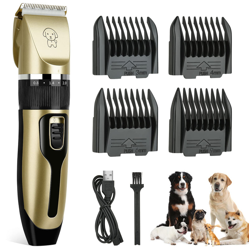 Dog clippers, quiet dog clippers, professional IPX7 animal hair clippers, hair clippers, dog razors, dog clippers for long hair, cats, thick/matted animal hair, gold - PawsPlanet Australia