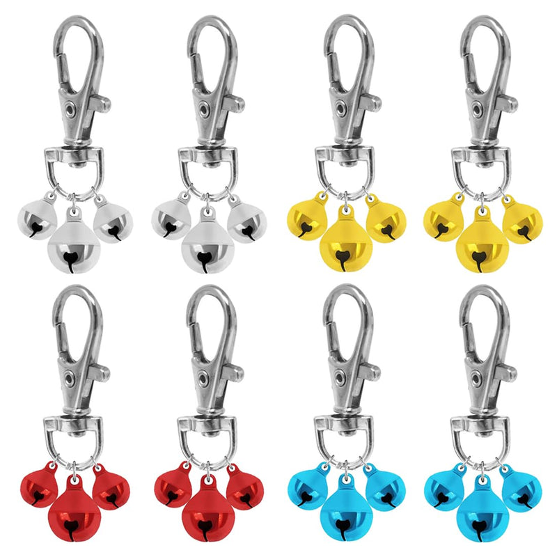 YEHUIMEI Pack of 8 dog bells, pet bells for collars, loud key rings, dog bell, collar charm, dog triple bell pendant for dogs - PawsPlanet Australia