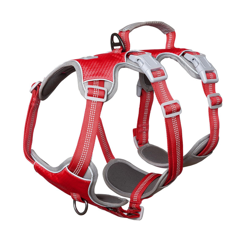 Huntboo Safety Harness Dog Escape Proof, Panic Harness for Dogs, Reflective Harness with Padded Handle, Waterproof, Adjustable Vest for Small Dogs Walking (Red, S) Small (Pack of 1) Red - PawsPlanet Australia