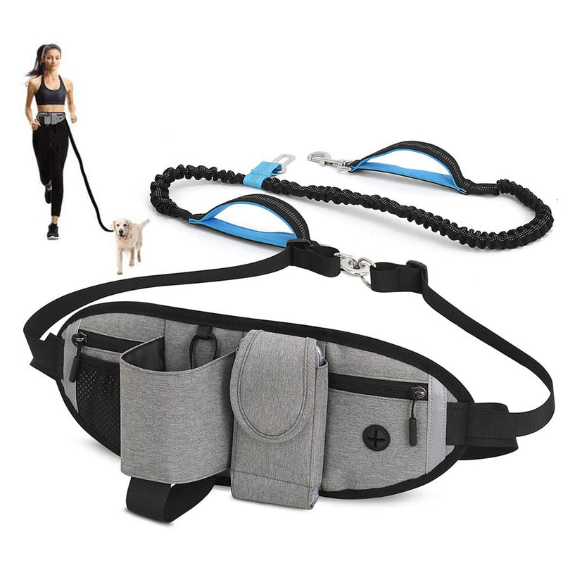 Clape Hands-Free Lead with Waterproof Belt Bag Hands Free Dog Leash Waist Jogging Lead for Dogs Multifunctional Sports Drinking Belt OT09-Gray - PawsPlanet Australia