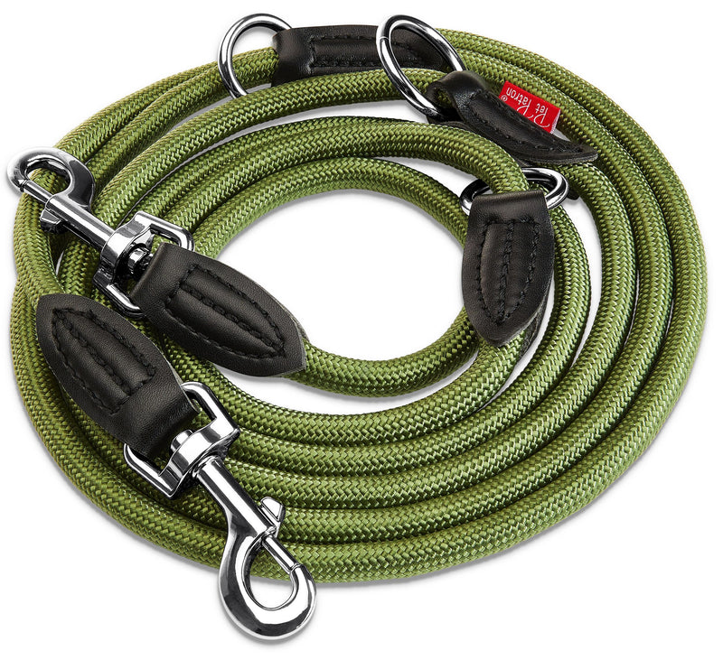 PetPatron® adjustable dog leash 3m - shoulder leash & double leash perfect for large dogs (45 kg) thanks to the extreme strength up to 200 kg - green 3 m x 1.1 cm - PawsPlanet Australia