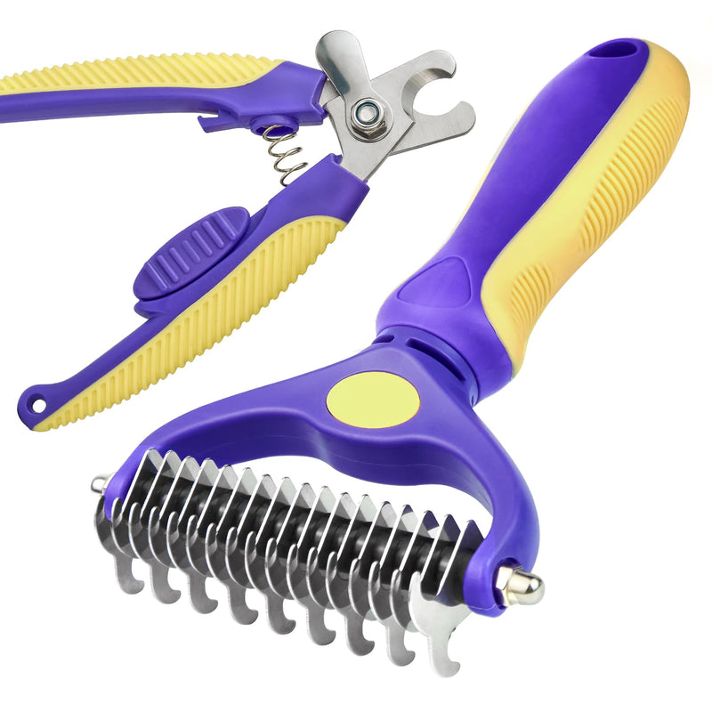 ADRAL claw scissors for cats and dogs, dog hair removal, undercoat brush for dogs, dog comb - fur brush for long hair and short hair, self-cleaning pet brush - PawsPlanet Australia
