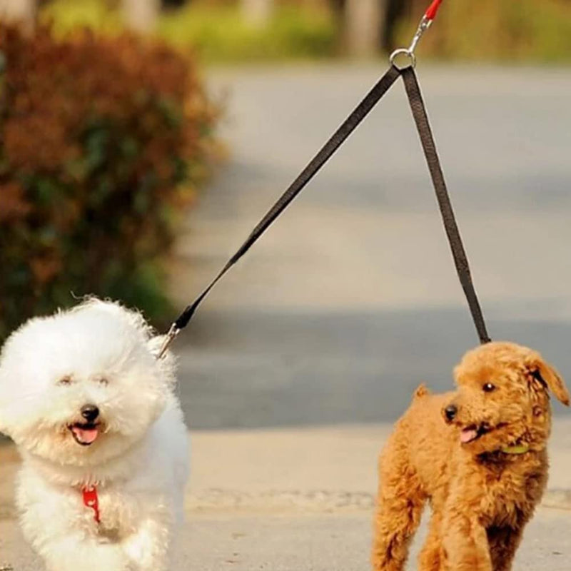 Double Leash for 2 Dogs - Coupling Leash for 2 Small Dogs, Adjustable Double Pet Trainer, Double Leash Walking Trainer Leash for Two Dogs, Black - PawsPlanet Australia