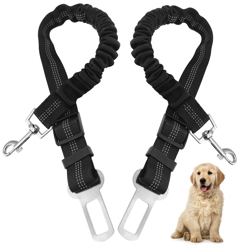 Nutabevr Pack of 2 dog belts for the car, length adjustable dog seat belt, with elastic shock absorption and strong carabiner seat belt, dog safety harness for all dogs and cats - PawsPlanet Australia