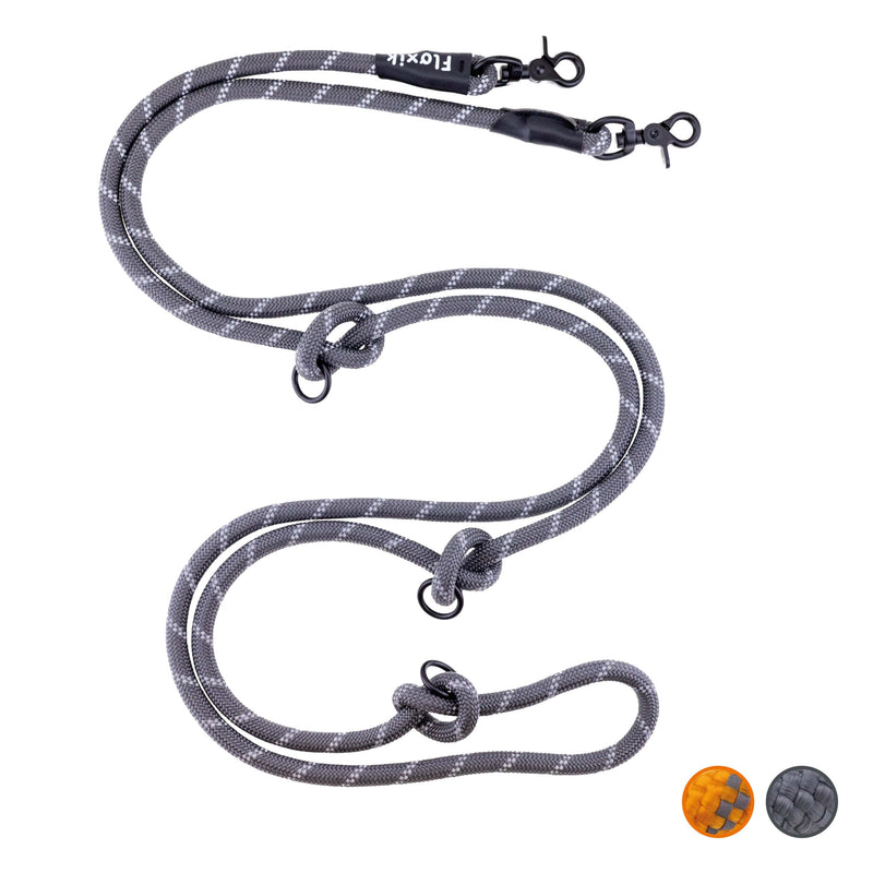 Floxik Premium Dog Lead | Dog leash 3m adjustable - rope leash for small and medium-sized dogs - robust and stylish in gray or orange 3m | ø 12mm - PawsPlanet Australia