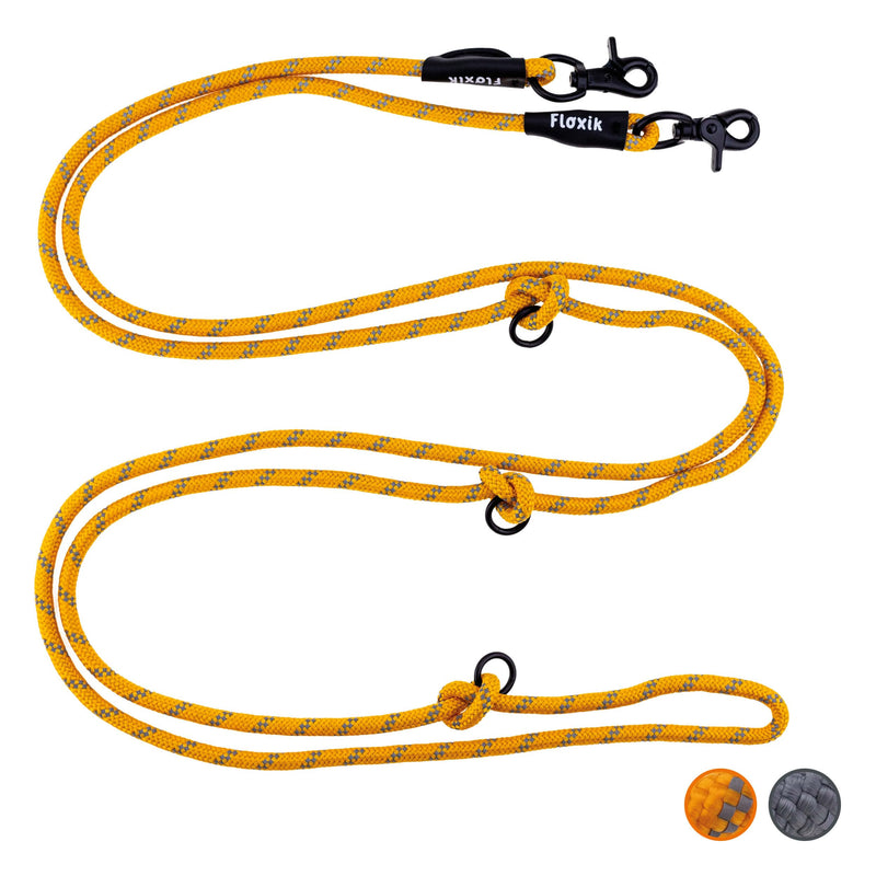 Floxik Premium Dog Lead | Dog leash 3m adjustable - rope leash for small and medium-sized dogs - robust and stylish in gray or orange 3m | ø 8mm - PawsPlanet Australia