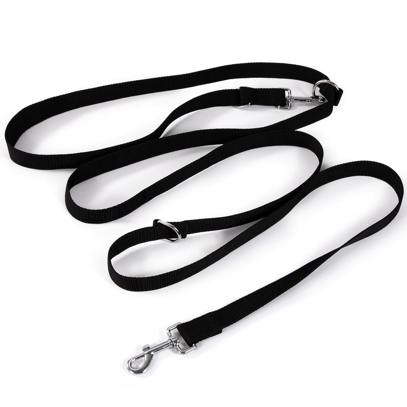 Dog Leash 3 Meters Adjustable Hands-Free Leash with 2 Carabiners Nylon Double Leash Training Lead & Lead for Large & Medium Small Dogs Black - PawsPlanet Australia