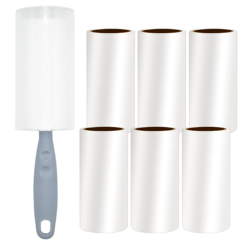 Gigmeta lint roller 6 rolls (60 sheets each) with 1 dispenser and 1 dust cover, extra sticky lint roller, pet hair remover lint brush for clothes, hair, sofa, bed, cat hair, dog hair A - PawsPlanet Australia