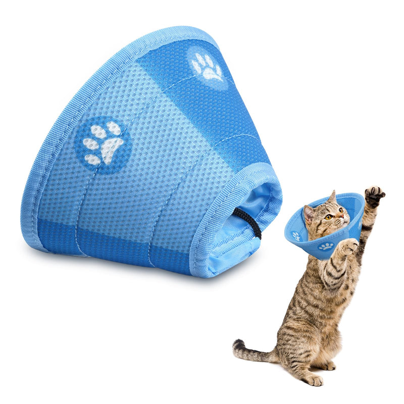 Cat Neck Brace, Adjustable Neck Brace Cat Collar for Protective Collar Wound Recovery, Recovery Collar Soft Collar Cone After Surgery, Prevent Wound Leakage - (Blue, M) - PawsPlanet Australia