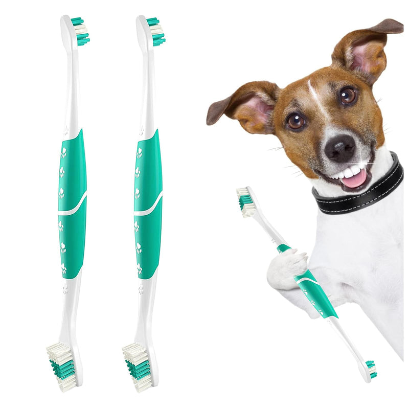Toothbrush - dental care for dogs, dog toothbrush for dogs and cats, with special bristle cut for thorough and gentle cleaning, tartar for dogs, optimal dog dental care - 2 pieces Green Verde 1 piece (pack of 1) - PawsPlanet Australia
