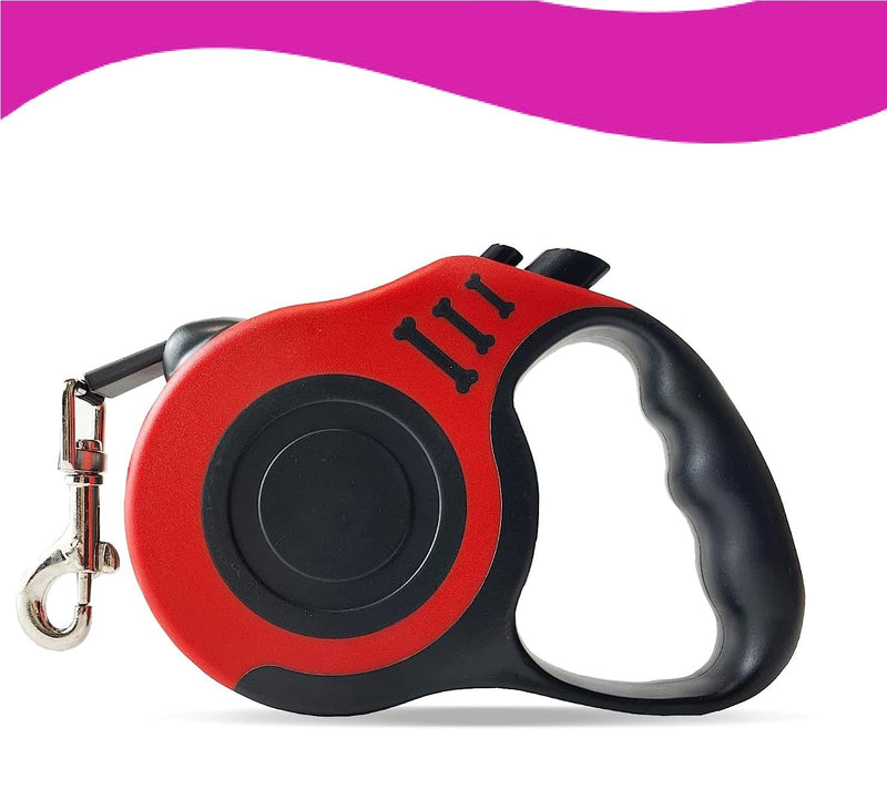 Extendable Dog Leash, Automatic Telescopic Tractor Dog Rope 5m, Durable and Practical, Suitable for Small and Medium Dogs (Red) Red - PawsPlanet Australia