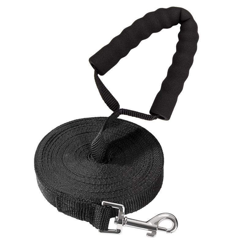 Tow leash for dogs, 10 m x 2 cm, dog leash with comfortable padded handle, nylon long training leash for small, medium and large dogs, black - PawsPlanet Australia