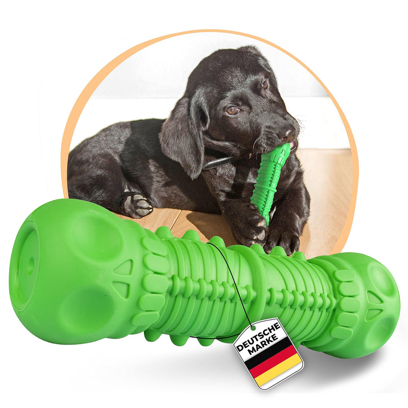SAMNIS® - dog chew toy - green - particularly robust premium natural rubber - indestructible dog toy with normal chewing - squeaky dog toy for medium & large dogs - PawsPlanet Australia