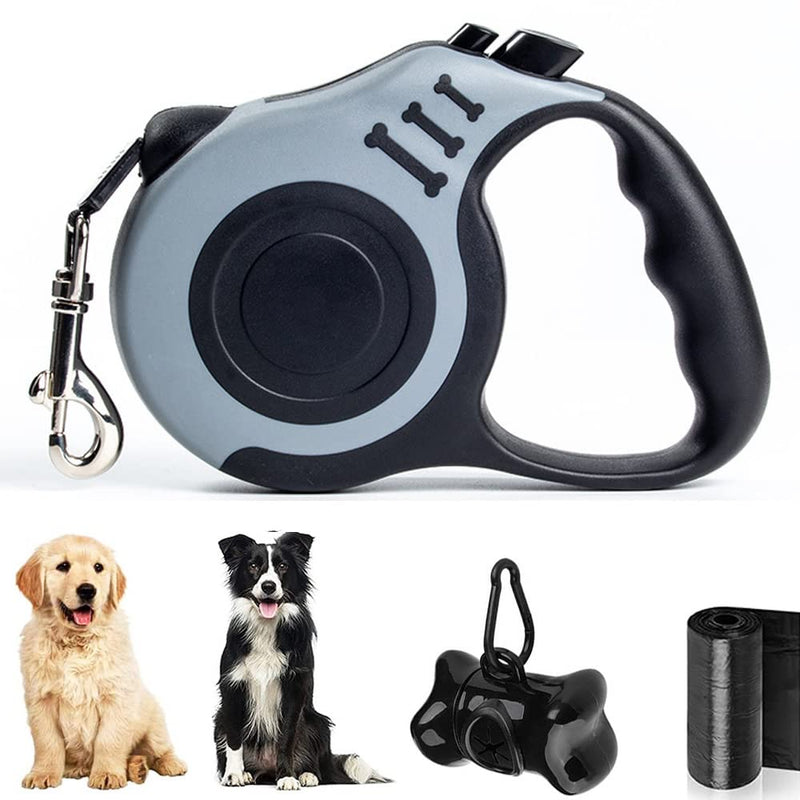 5 m retractable dog leash, dog retractable leash for large dogs, retractable dog leash for small medium-sized dogs, dog leash strap retractable leash, with garbage box and garbage bag, non-slip handle, for dogs up to 20 kg - PawsPlanet Australia