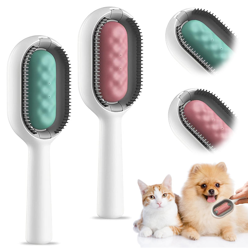 KFDDRN Pack of 2 cat brushes for short hair, 4 in 1 cat hair brush and dog brush for grooming, cleaning brush for animal hair, ideal for massage, grooming and hair removal - PawsPlanet Australia