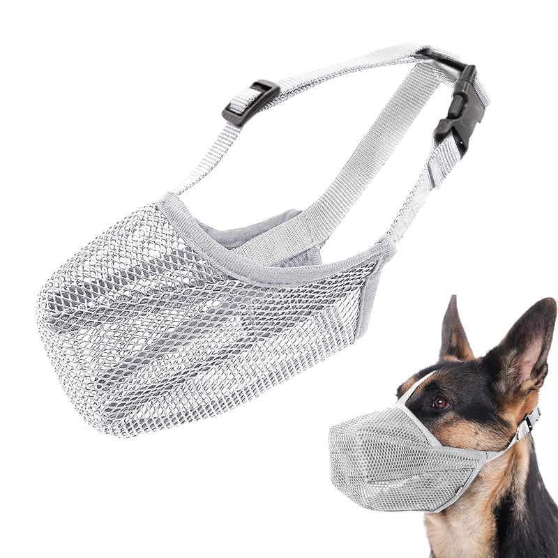Dog Muzzle, Nylon Mesh Dog Muzzle, Breathable Pet Muzzle, Adjustable Dog Muzzle, Prevents Biting, Chewing and Barking(Gray) - PawsPlanet Australia