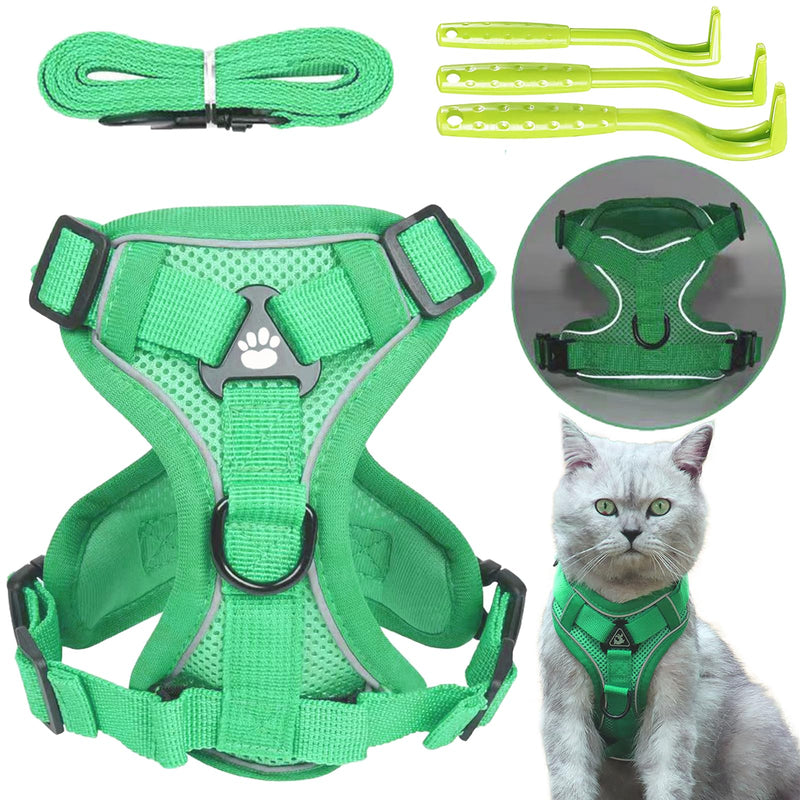 DKDDSSS 3PCS cat harness with leash, adjustable cat harness, escape-proof, reflective harness set, lightweight kitten harness, for small large cats, dogs, puppies - PawsPlanet Australia