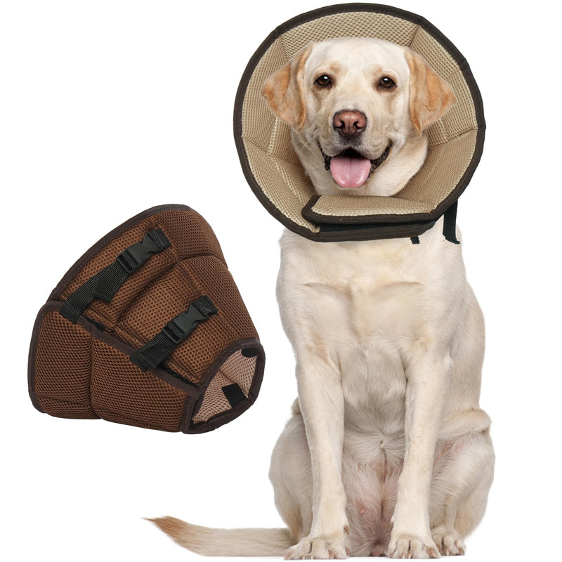 Kuoser collar for dogs, comfortable leak protection for dogs, protective measures for dogs, adjustable dog collar, dog collar for dogs, prevention of bite and lick wounds, brown L L---Neck circumference: 34-44cm brown - PawsPlanet Australia