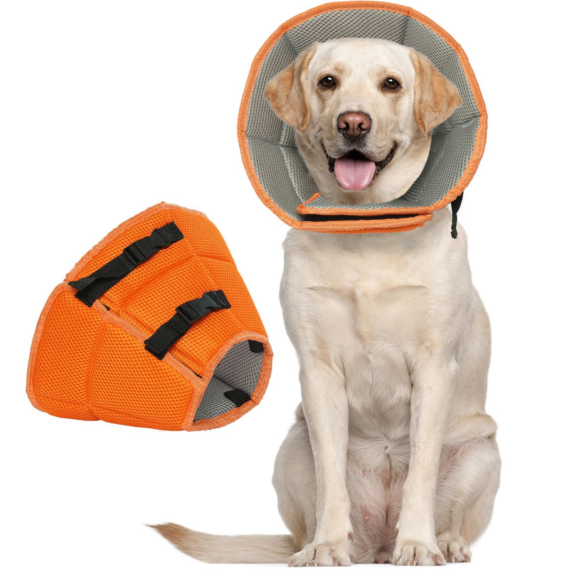 Kuoser collar dog, comfortable leak protection dog, protective measures protective collar dog, adjustable dog collar, dog collar leak protection for dogs, prevention of bite and lick wounds, orange L L---neck circumference: 34-44cm orange - PawsPlanet Australia