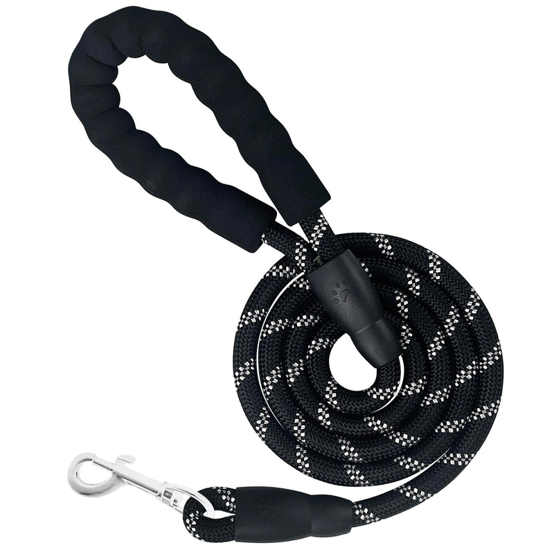 Rseuphiee 1.5M Strong Dog Lead, Tow Lead with Comfortable Padded Handle, Reflective Training Lead for Safety at Night, Running Lead for Dogs for All Size Dogs (Black) - PawsPlanet Australia