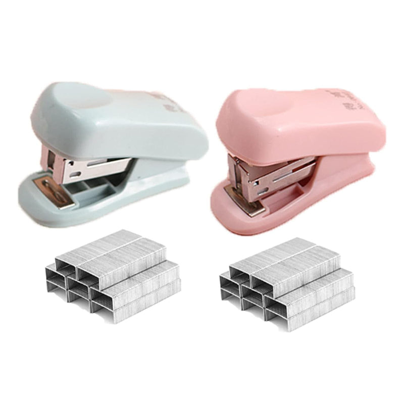 Mini Stapler, 2 Pack Mini Stapler Set Stapler Small Mini Stapler Stapler Small Staple Set, with 800 Standard 24/6 Staples for School Home or Office, for Organizing Files (Pink, Green) - PawsPlanet Australia