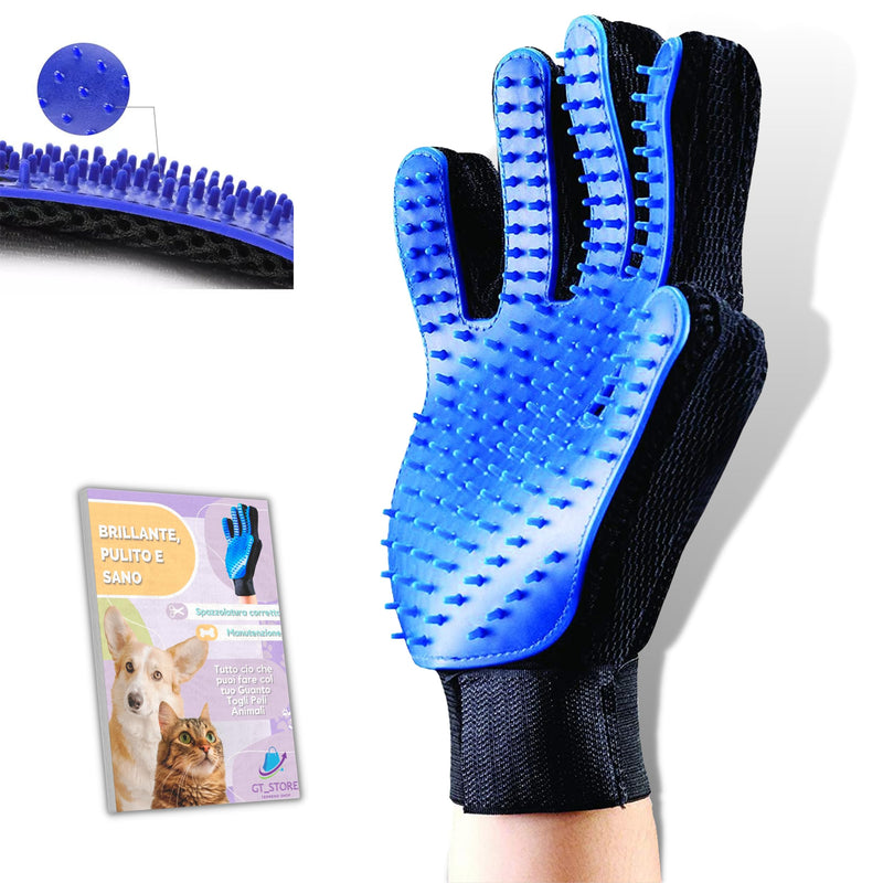 GT_STORE | Cat Glove, Dog Glove, Pet Hair Removal Brush, Pet Hair Removal Glove, Very Soft Massage with Free E-Book - (Blue Left) Blue Left - PawsPlanet Australia