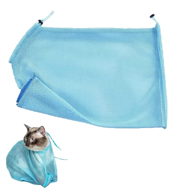 PLABBDPL 1Pcs Pet Cat Grooming Washing Bath Bag, Scratching Biting Restraint Polyester Mesh Bag for Shower, Cleaning Ear, Clipping Nails, Medicine Feeding - PawsPlanet Australia