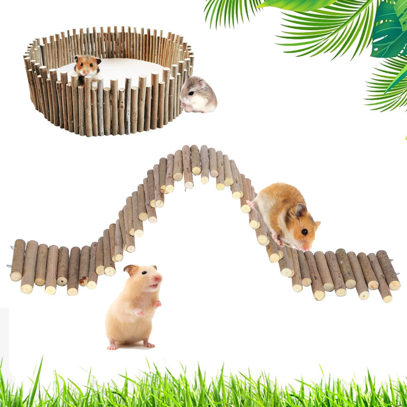 Hamster wooden fence, hamster toy, rat ladder bridge, hamster chew toy, toy wooden ladder, rat ladder bridge toy wooden ladder natural hiding place outdoor enclosure (60 cm) 60 cm - PawsPlanet Australia