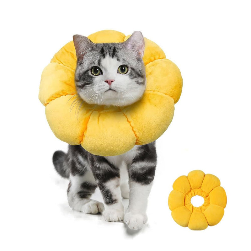 LATRAT 1 Piece Cat Neck Collar Sunflower Cat Recovery Collar for Cats Adjustable Protective Collar for Kittens Small Dogs Wound Healing After Pet Surgery (XS) - PawsPlanet Australia