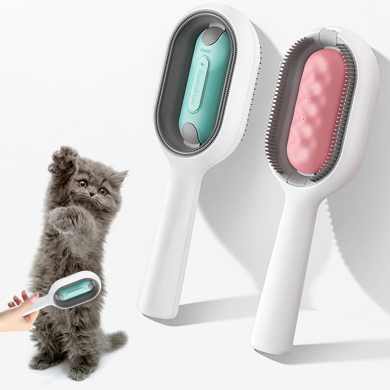 Pet Hair Removal Comb with Water Tank, 2 Pieces Multifunctional Pet 4 in 1 Cleaning Brush for Pet Hair, Universal Animal Knot Remover for Long & Short Haired Dogs pink+blue - PawsPlanet Australia