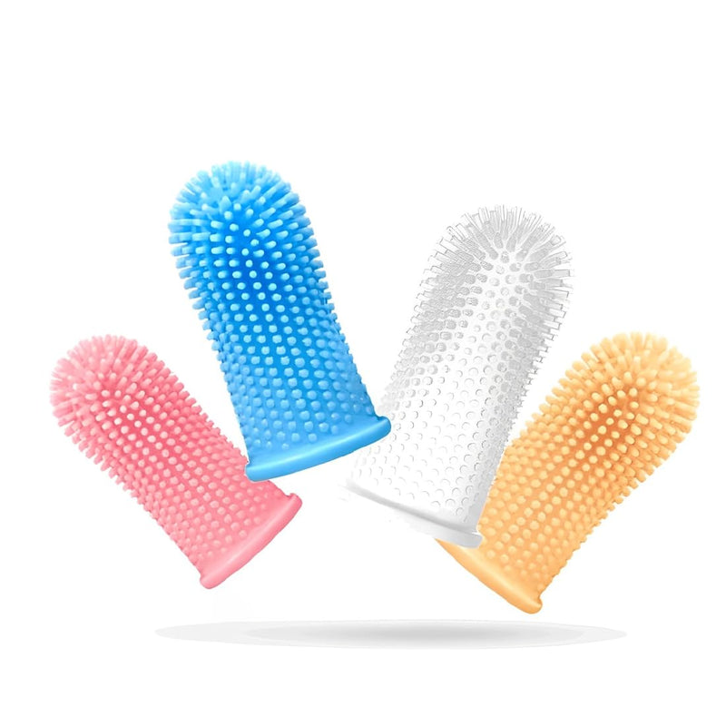 JSKWIKE Pack of 4 dog toothbrushes, silicone dog toothbrush, finger cots, dog dental care, dog toothbrush with storage box, finger toothbrush, dog toothbrush for small, medium and large dogs - PawsPlanet Australia