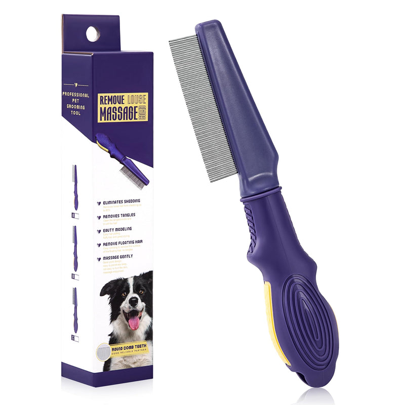 Flea comb for dogs and cats, professional lice comb with rounded metal teeth. Dog combs for effective protection against fleas, lice, ticks and other parasites - PawsPlanet Australia