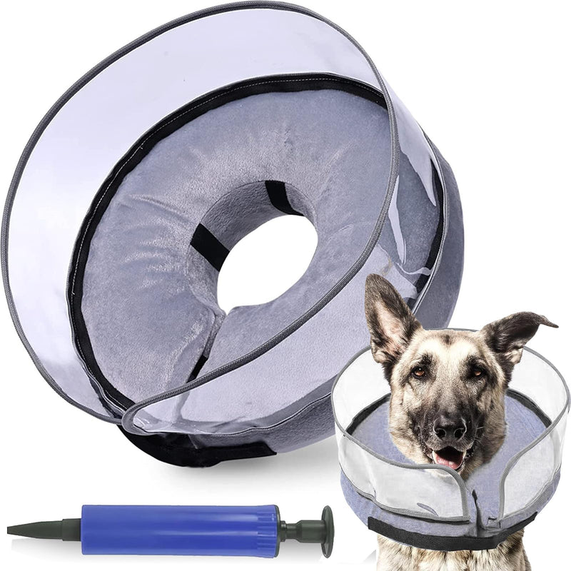 MHwan Neck collar for dogs, improved leak protection for dogs, inflatable soft and breathable dog collar, leak protection, adjustable neck collar for dogs, removable, easy to clean, with inflatable cylinder (M) M - PawsPlanet Australia