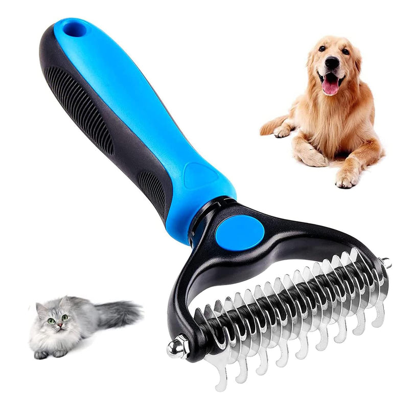 Aatpuss cat brush, undercoat brush for dogs, animal hair brush, dog brush for long hair undercoat, extra wide blue grooming brush for small to large dogs and cats - PawsPlanet Australia