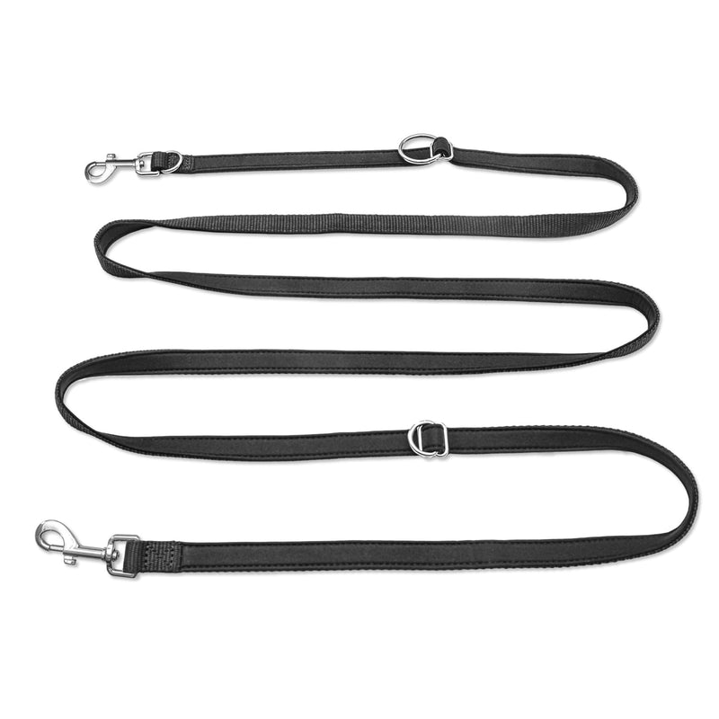 PETCOOZ dog leash 3M adjustable towing leash with 2 carabiners, double leash for small, medium dogs, thickened hands-free leashes, training leash made of durable nylon, black - PawsPlanet Australia