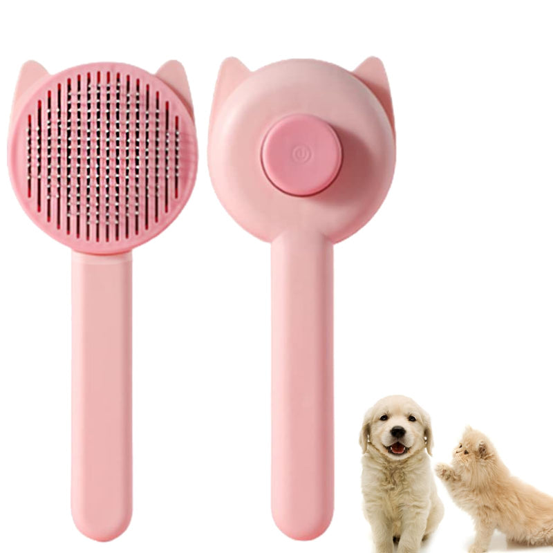 Pet Hair Cleaning Brush, Self-Cleaning Cat Brush One-Click Cleaning for Pet Hair Loss, Cat Comb with Handle Brush for Pet Grooming for Removing Undercoat Loose Fur and Dirt - PawsPlanet Australia