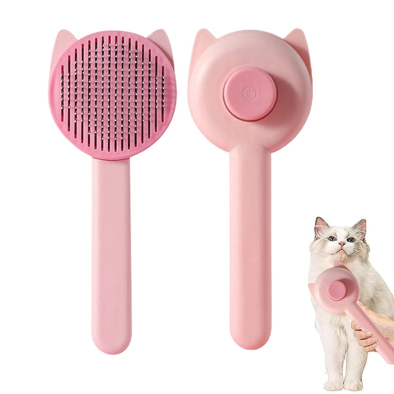 Cat brush, dog brush, medium and long hair, cat comb with handle, brush for pet care for removing undercoat, loose fur and dirt, for medium and long hair dogs, cats (pink) pink - PawsPlanet Australia
