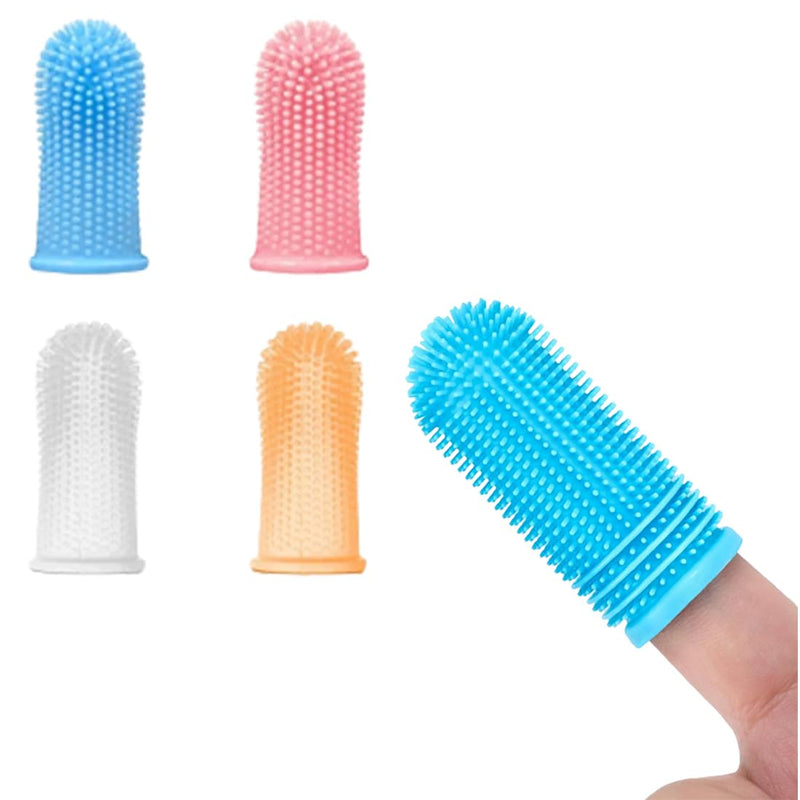 Dog Toothbrush Fingerling, Bileumec Dental Care Dog Pet Finger Toothbrush, Fingerlings Dog Dental Care, Anti-Plaque Finger Dog, Food-Safe Silicone 360° Fully Wrapped Bristles (4 Pieces) - PawsPlanet Australia